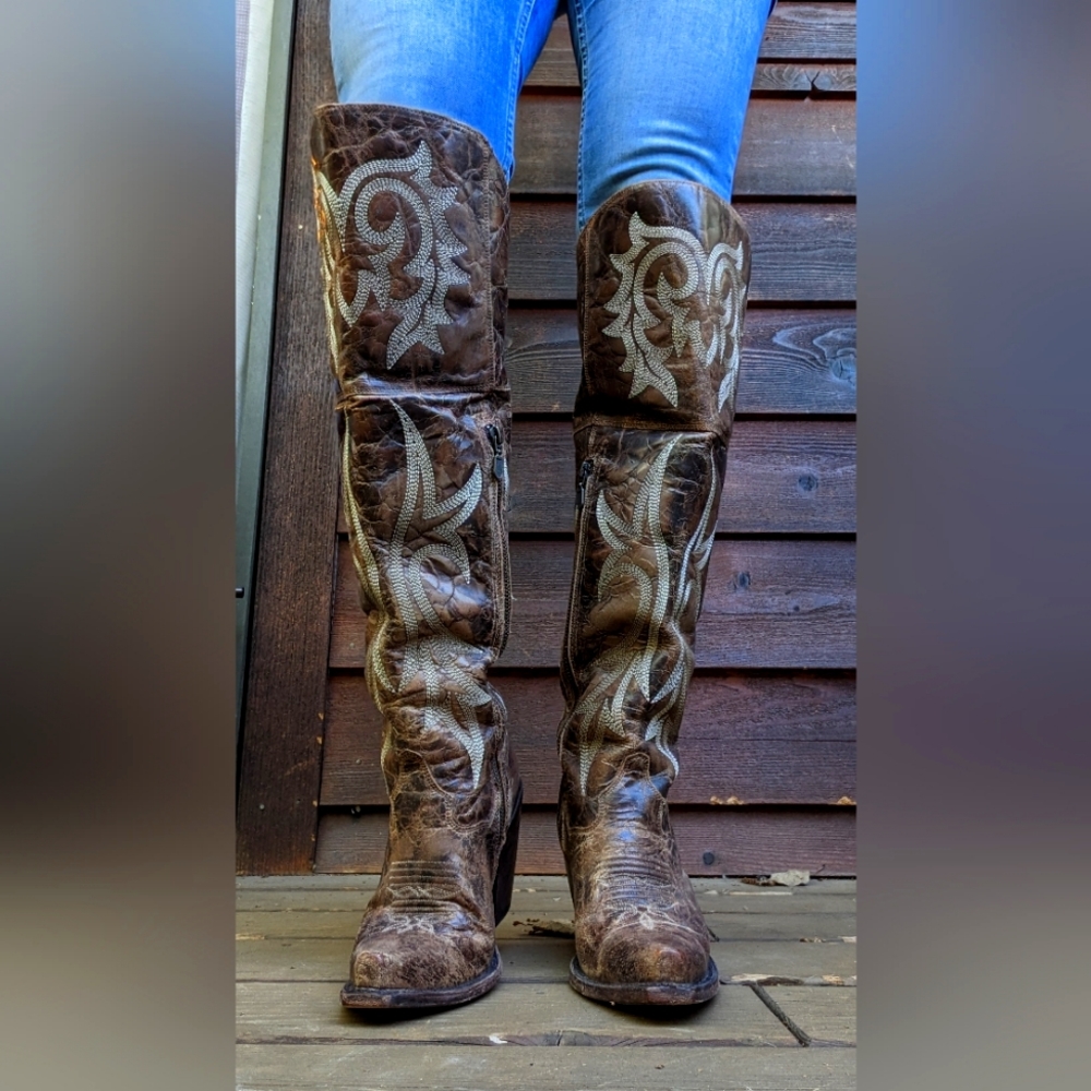 Dan post Jilted over the knee cowboy boots size 7